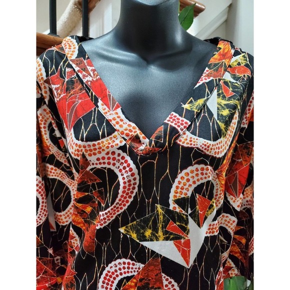 Mackenzie & James Women Multicolor V-Neck Half Sleeve Long Maxi Dress Size 2X - Picture 5 of 12